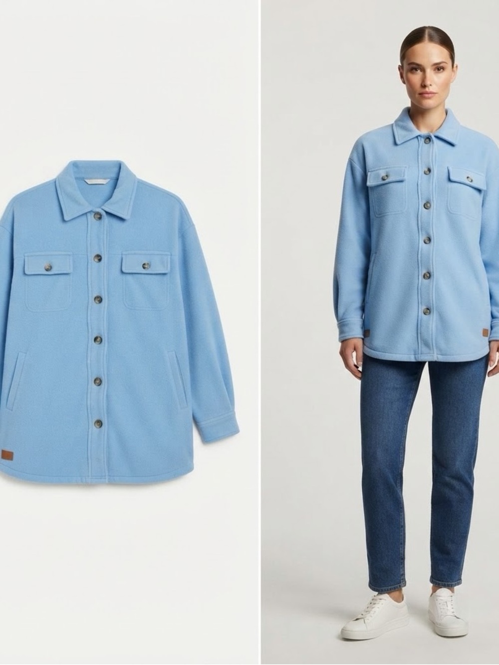 Simply Southern Light Blue Fleece Shacket XL